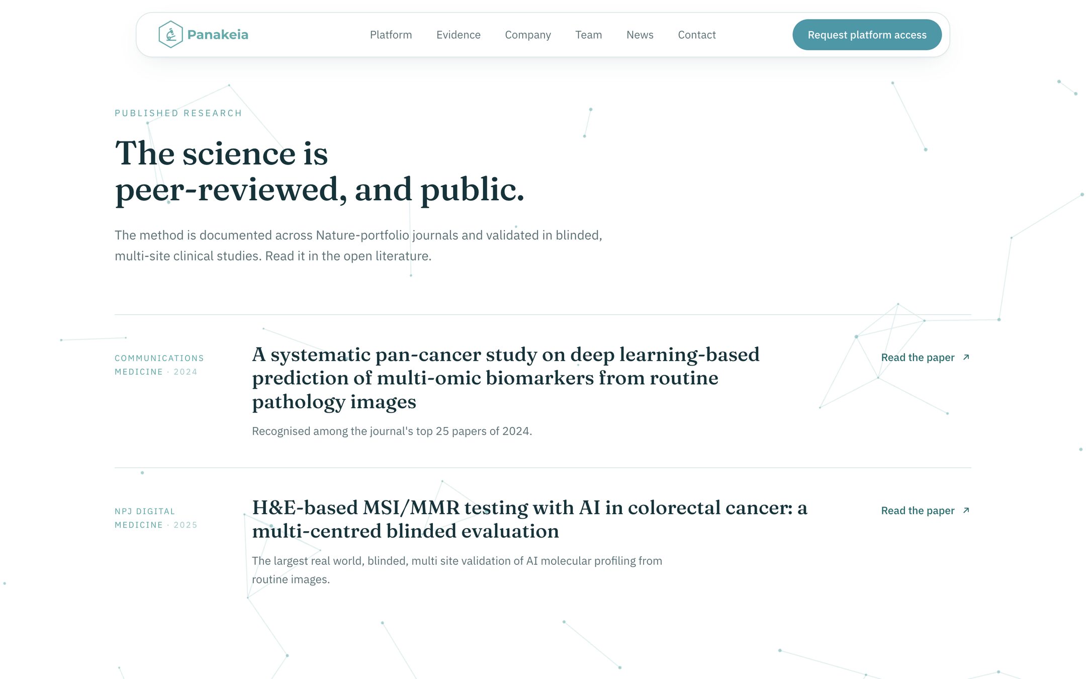 Peer reviewed publications cited on the evidence page